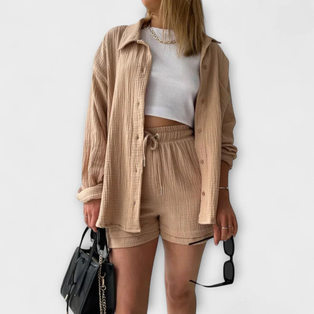 VANESSA 2-PIECE BUTTON UP AND SHORTS SET