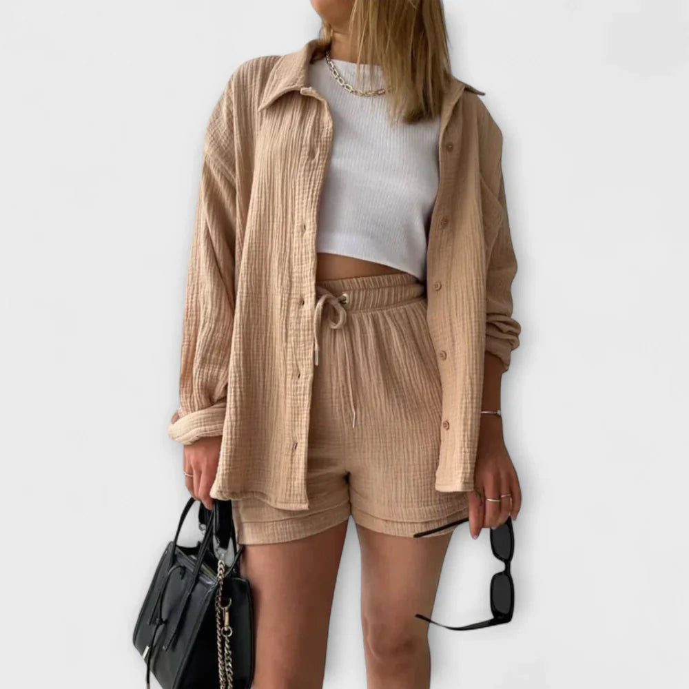 VANESSA 2-PIECE BUTTON UP AND SHORTS SET