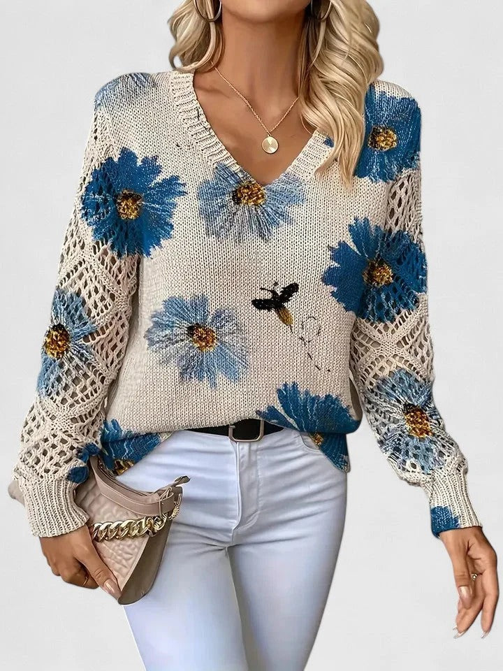 LAURA - ELEGANT FLORAL SWEATER