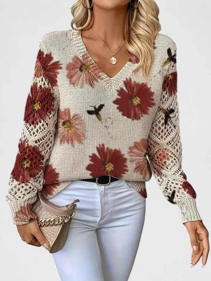 LAURA - ELEGANT FLORAL SWEATER