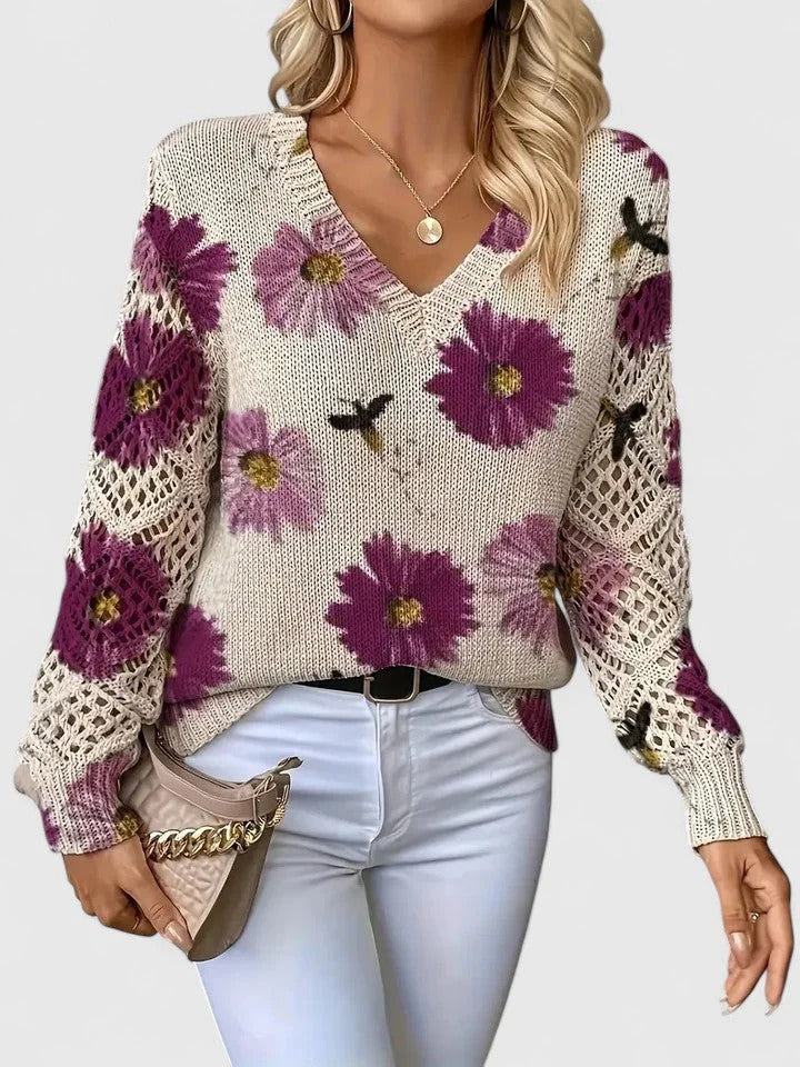 LAURA - ELEGANT FLORAL SWEATER
