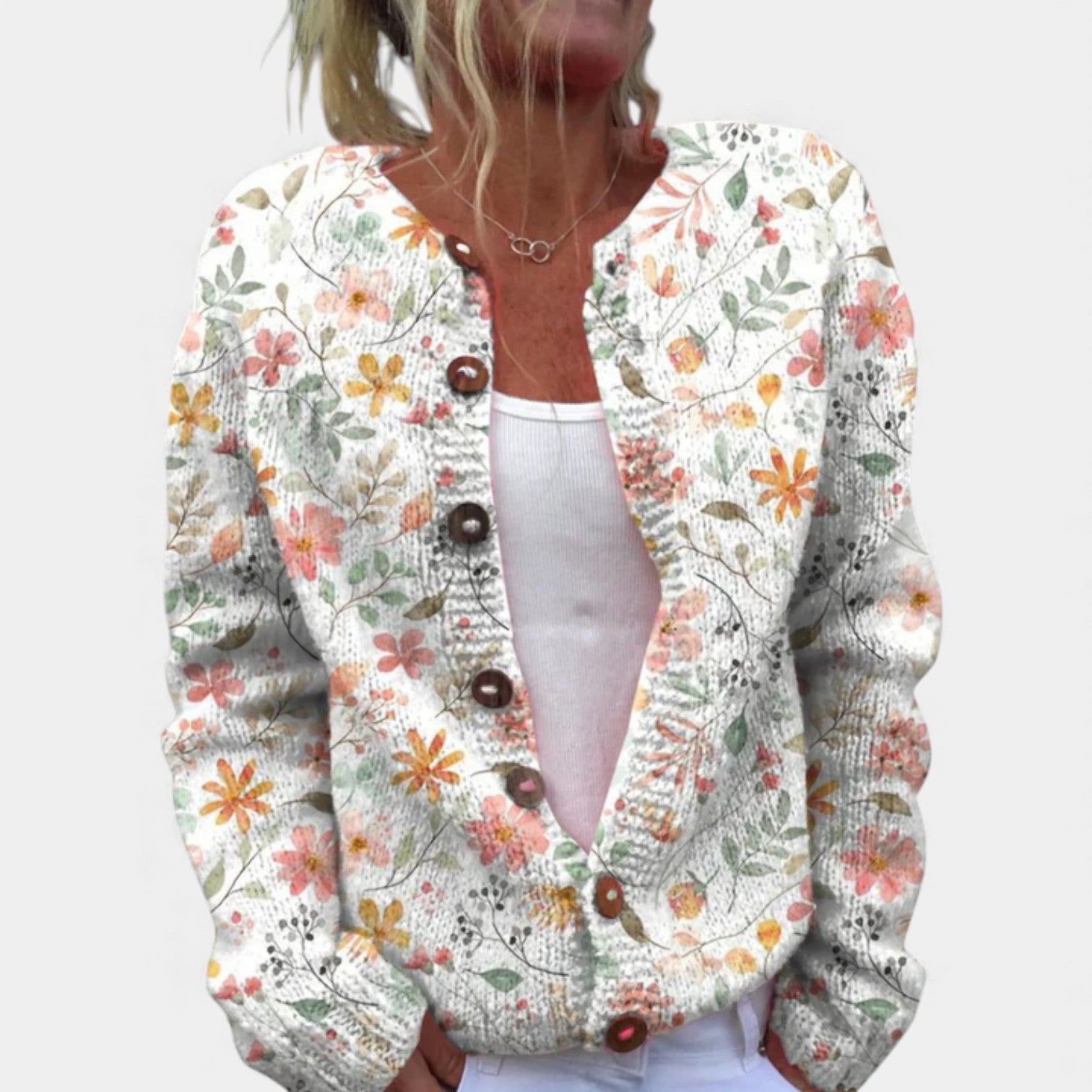 EVELYN - FLORAL PRINT COZY WINTER CARDIGAN
