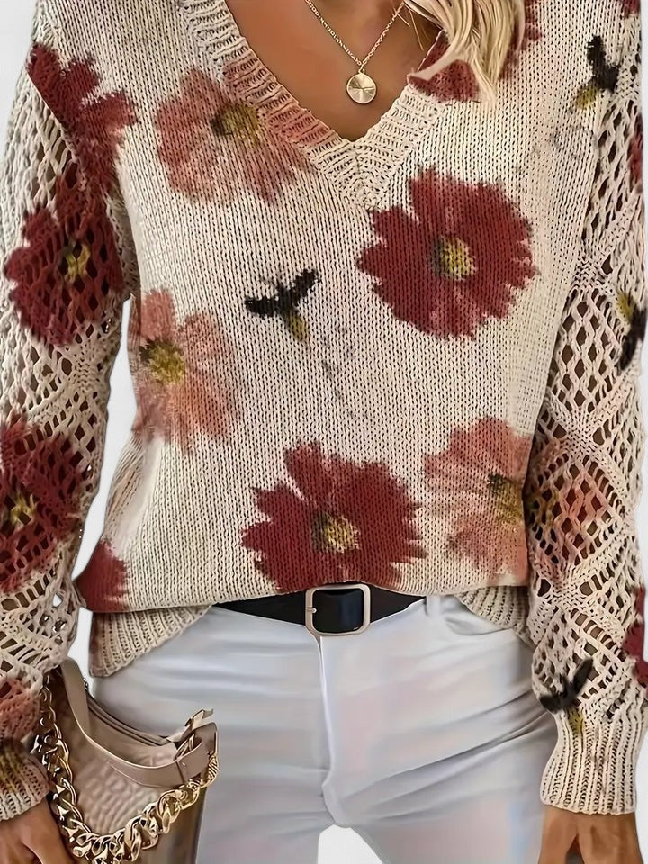 LAURA - ELEGANT FLORAL SWEATER