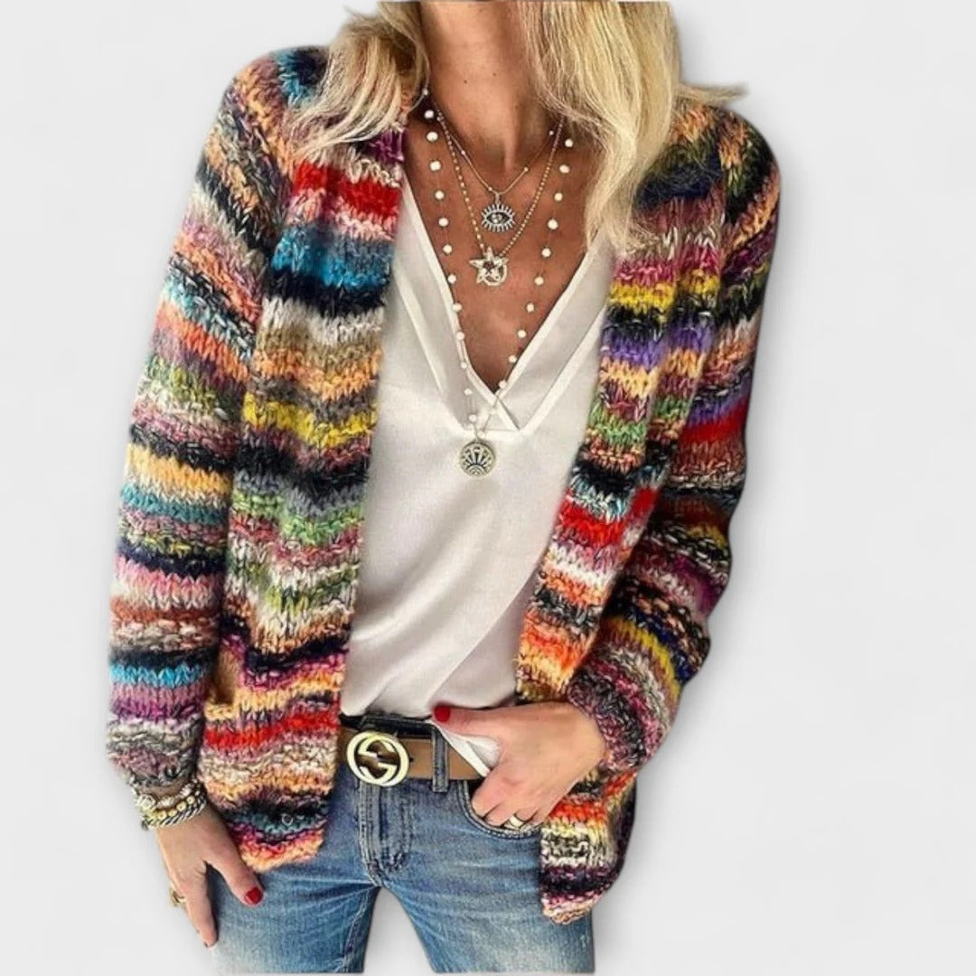 ELLIE - COZY STRIPE PRINT CARDIGAN