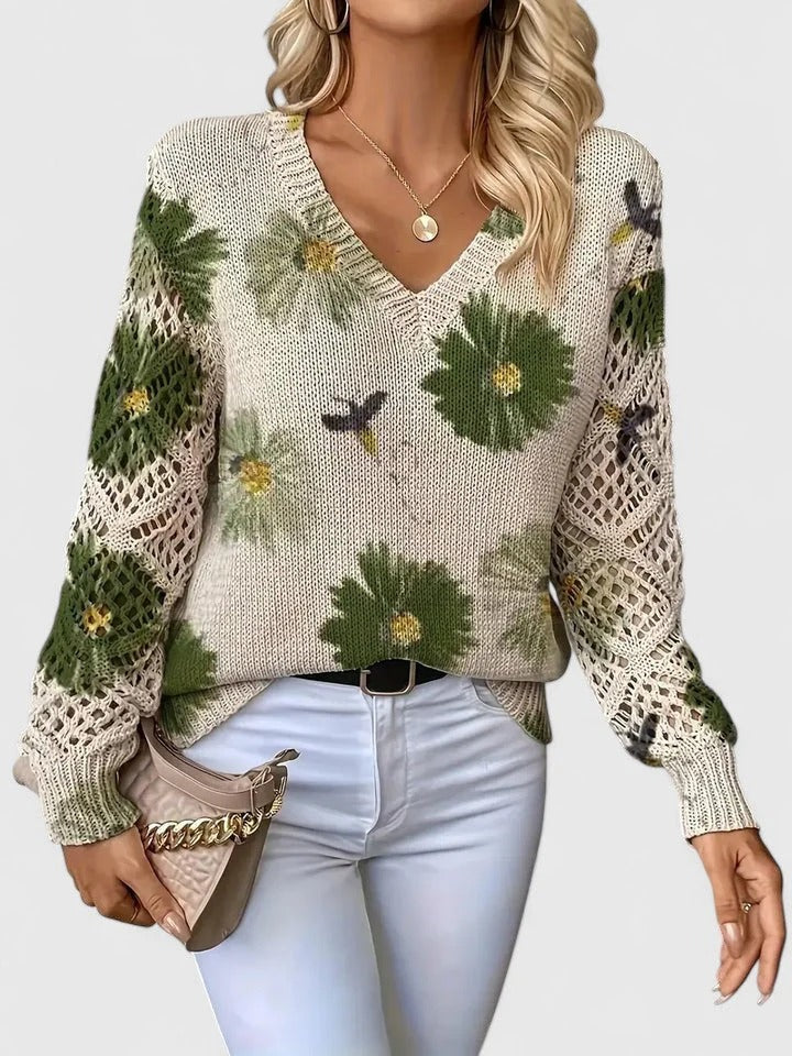 LAURA - ELEGANT FLORAL SWEATER