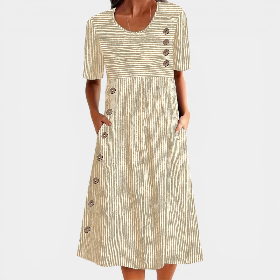 BRIENNE™ - ELEGANT STRIPED MIDI DRESS