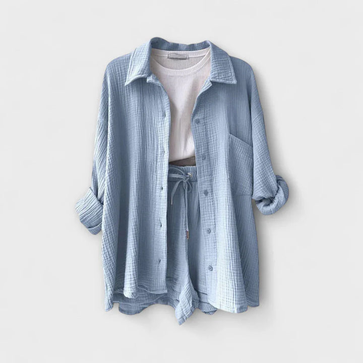 VANESSA 2-PIECE BUTTON UP AND SHORTS SET