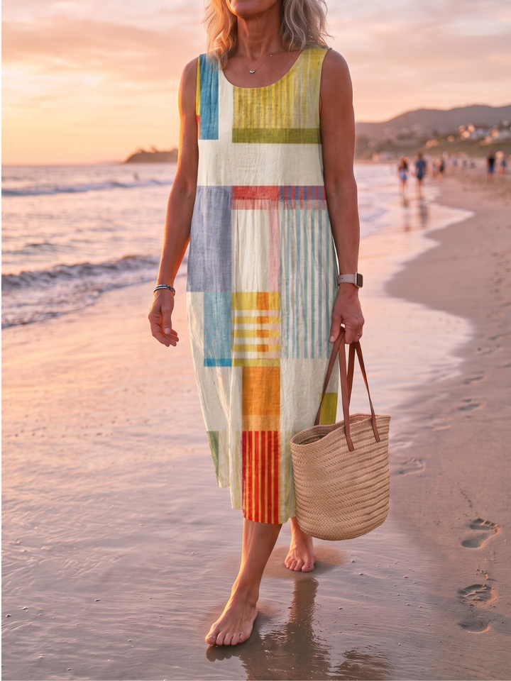 EVE™ - PATCHWORK SLEEVELESS MIDI DRESS