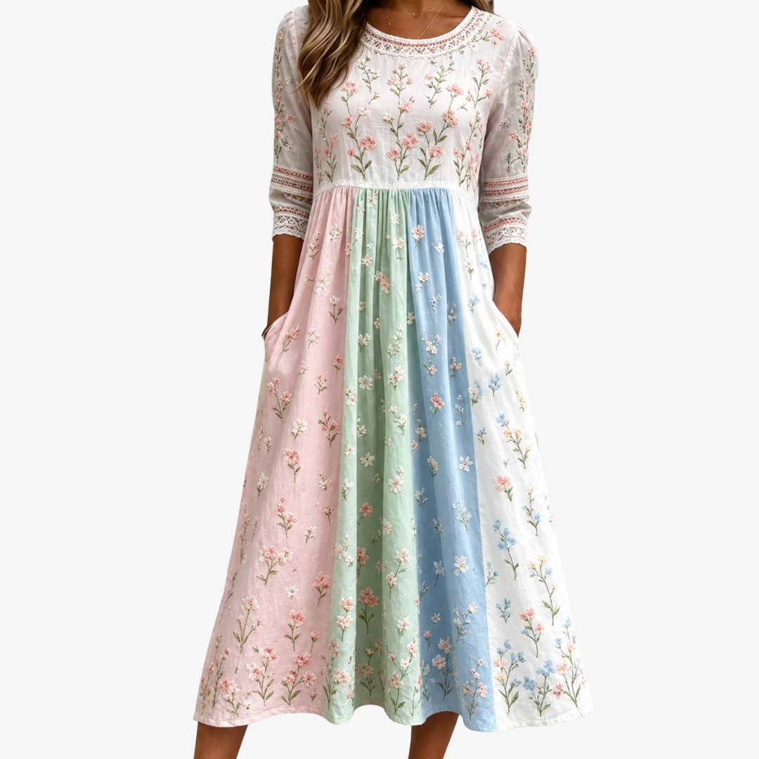 NORA™ - ELEGANT FLORAL MIDI DRESS