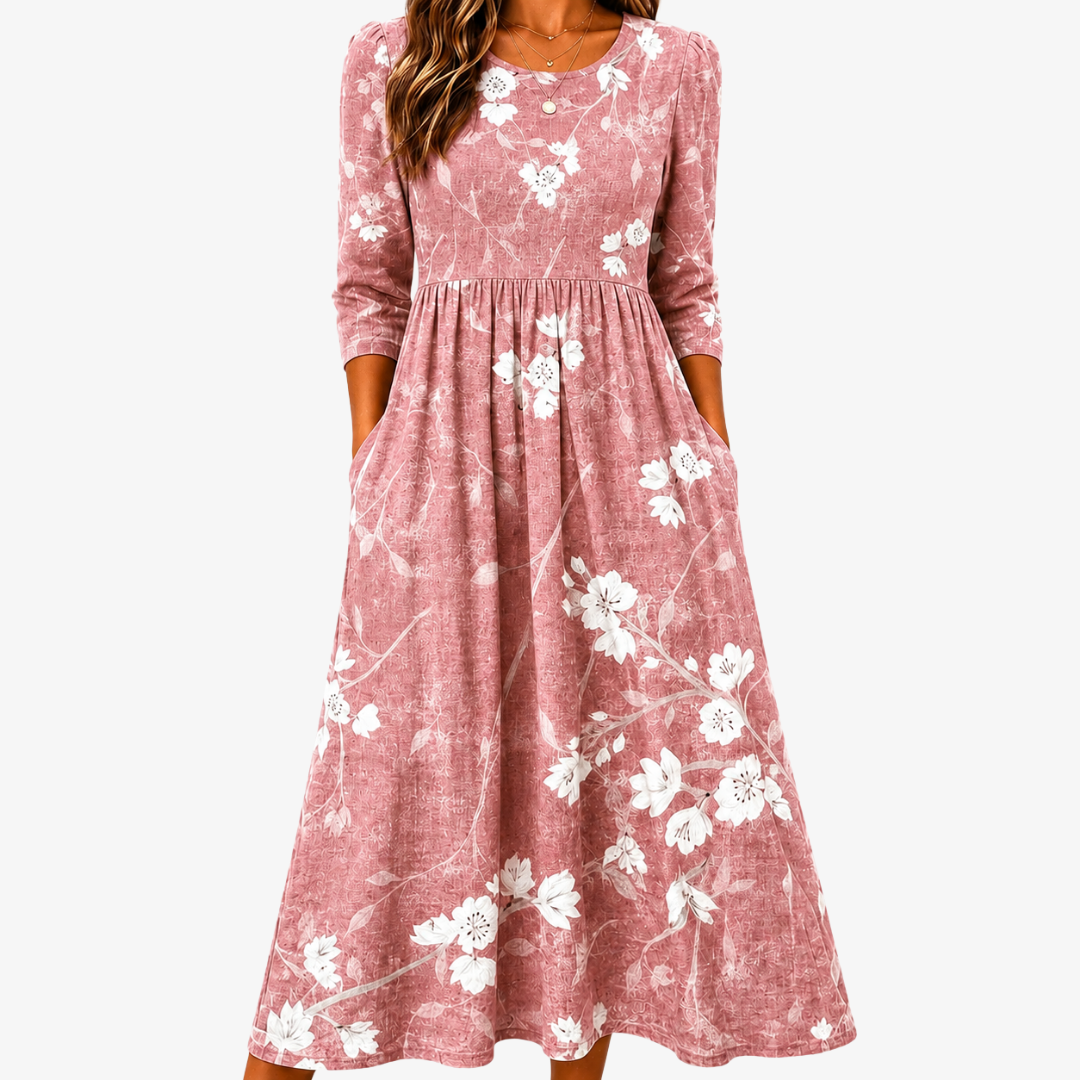 LOUISE™ - ELEGANT FLORAL MIDI DRESS