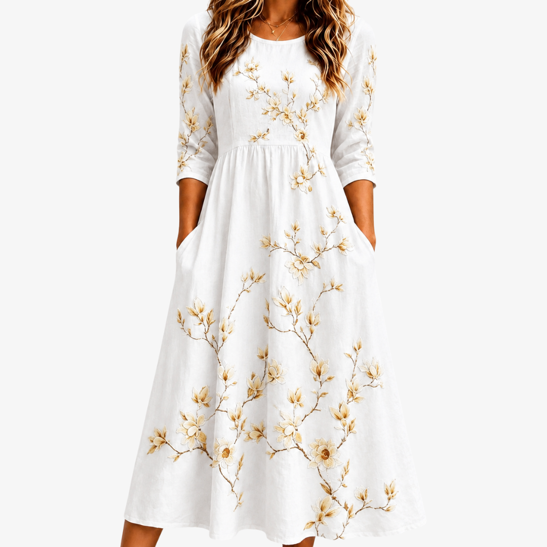 GERTRUDE™ - ELEGANT IVORY MIDI DRESS