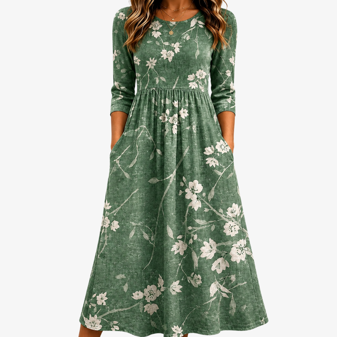 CLARA™ - ELEGANT FLORAL MIDI DRESS