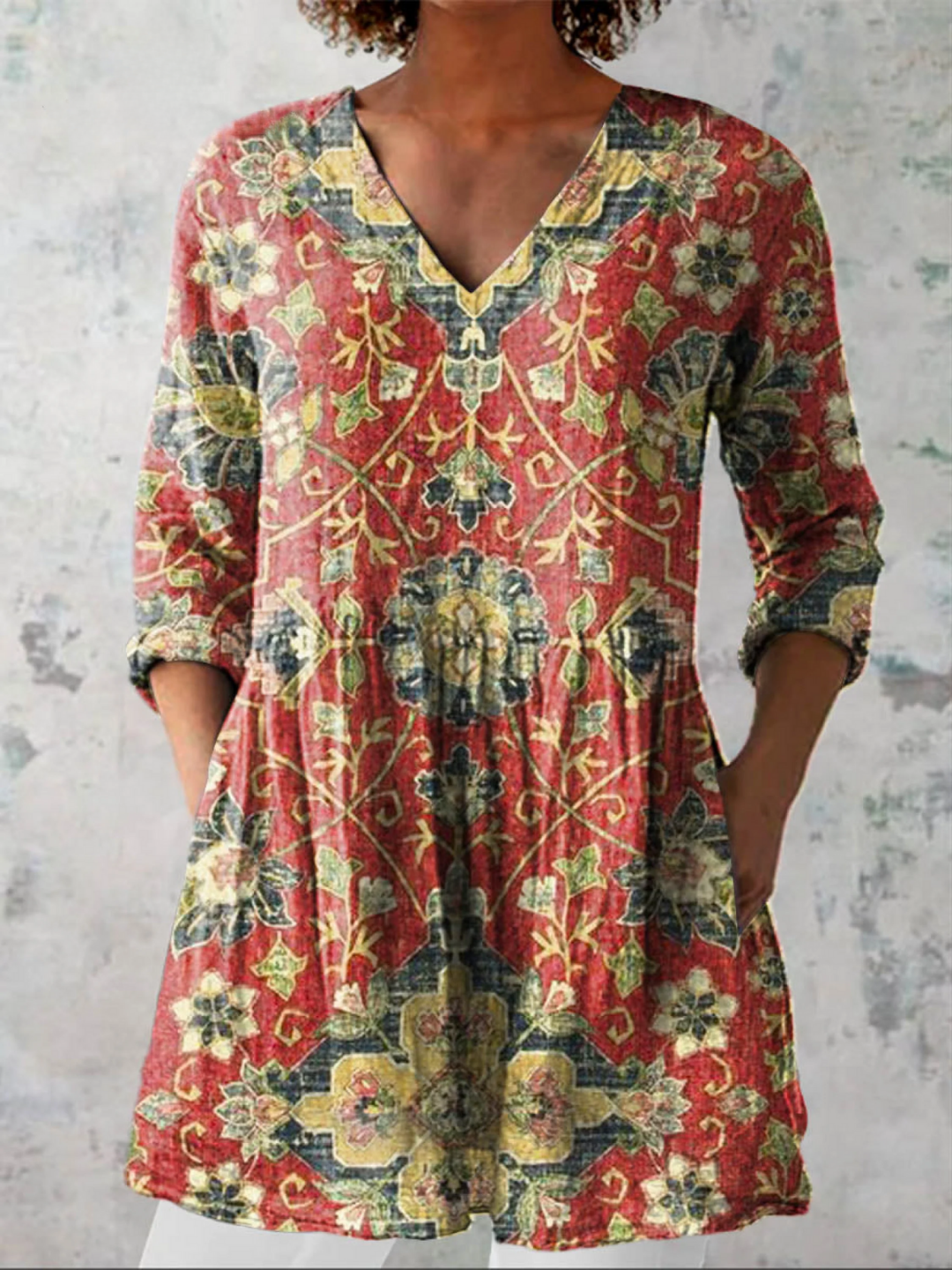 DOROTHY™ - ELEGANT DRAPED FLORAL BLOUSE