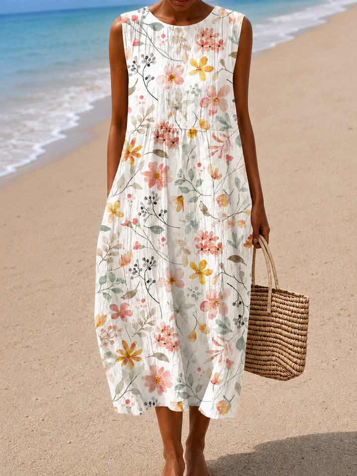 DONNA™ - FLORAL SLEEVELESS MIDI DRESS