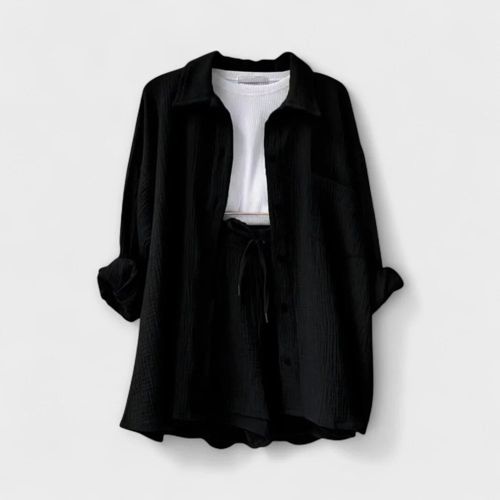 VANESSA 2-PIECE BUTTON UP AND SHORTS SET