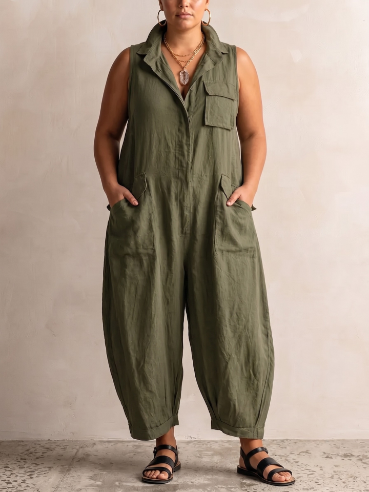 ALESSIA™ - CASUAL SLEEVELESS CARGO JUMPSUIT
