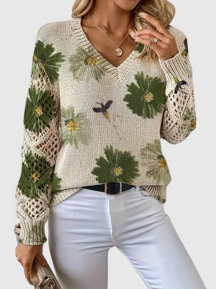 LAURA - ELEGANT FLORAL SWEATER