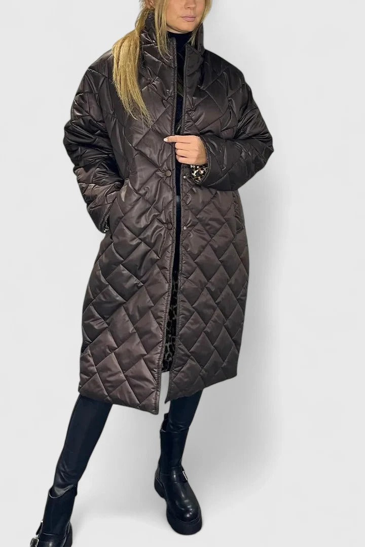 DAVINA – REVERSIBLE LEOPARD PRINT QUILTED COAT
